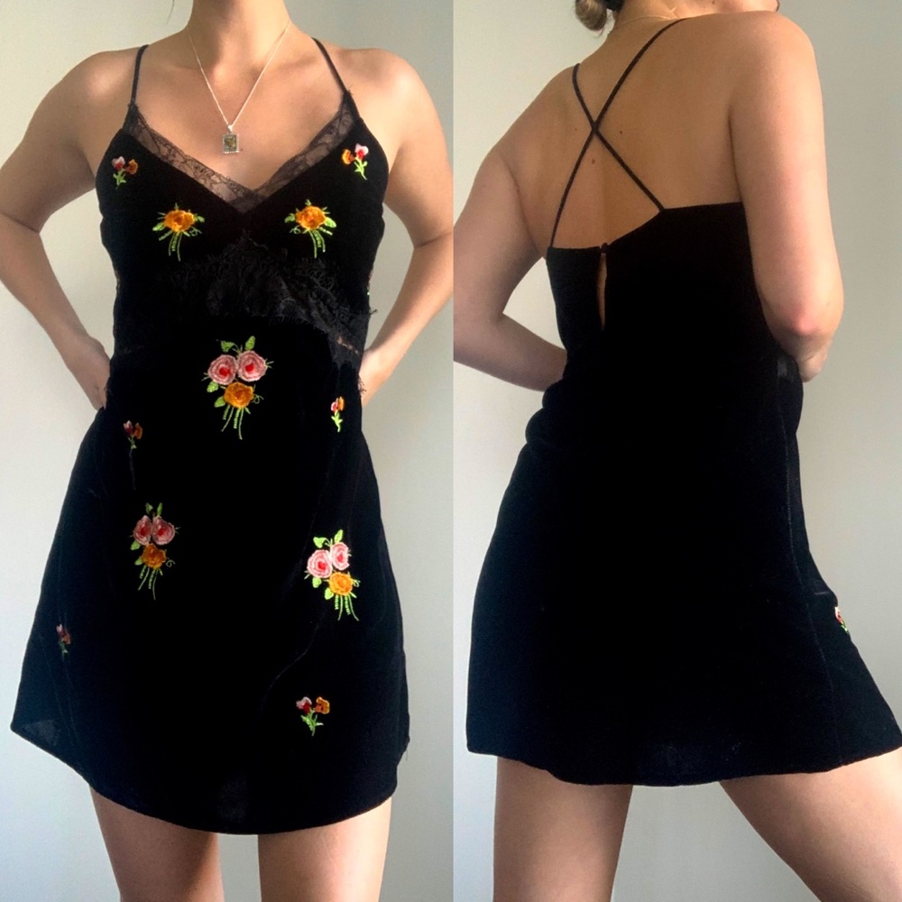 Top shop velvet black mini dress